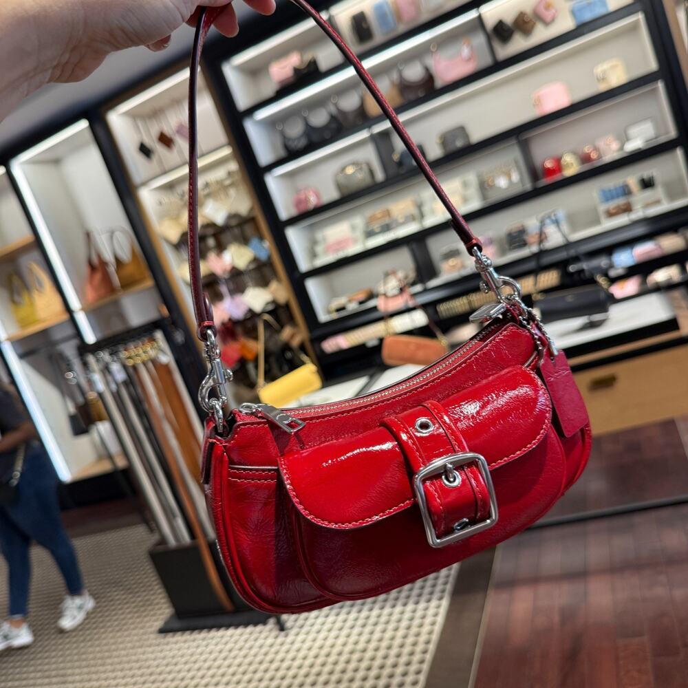 Coach Outlet Ashton Mini Shoulder Bag CDB19 Silver/Dark Cardinal - Picture 2 of 10